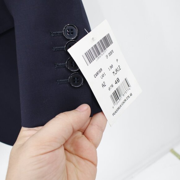 Cartier Sport Coat Mens 38R Wool Single Breasted Two Button Blazer Navy Blue - Picture 4 of 11